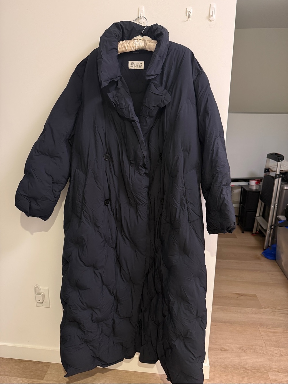 Maison Martin Margiela Oversized Long Puffer Coat in Navy